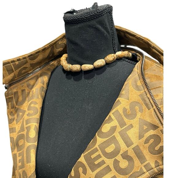 NWT Desigual Chaq_Lou Brown Logo Print Faux Suede Moto Jacket Size 40 (M) - Picture 16 of 16